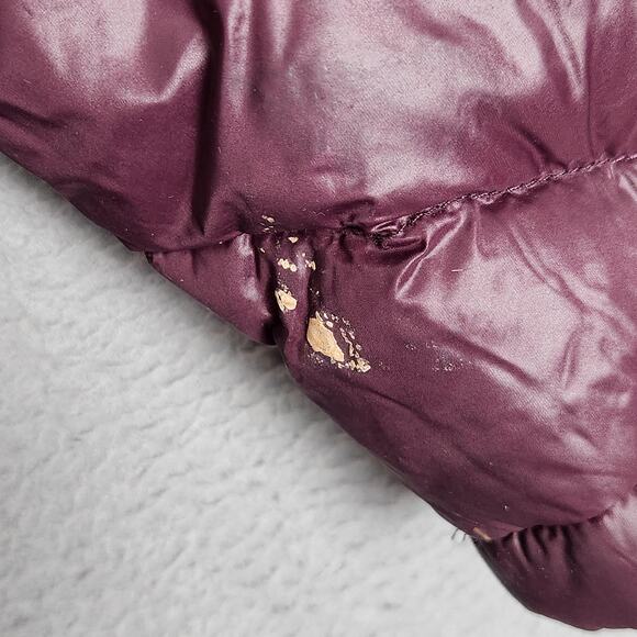 Calvin Klein Down Puffer Jacket Womens Medium Purple Hooded Packable Long Coat - Picture 10 of 16